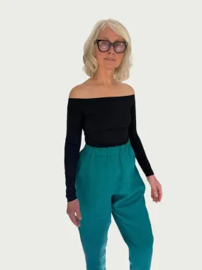 Technical Off-Shoulder Top in Black