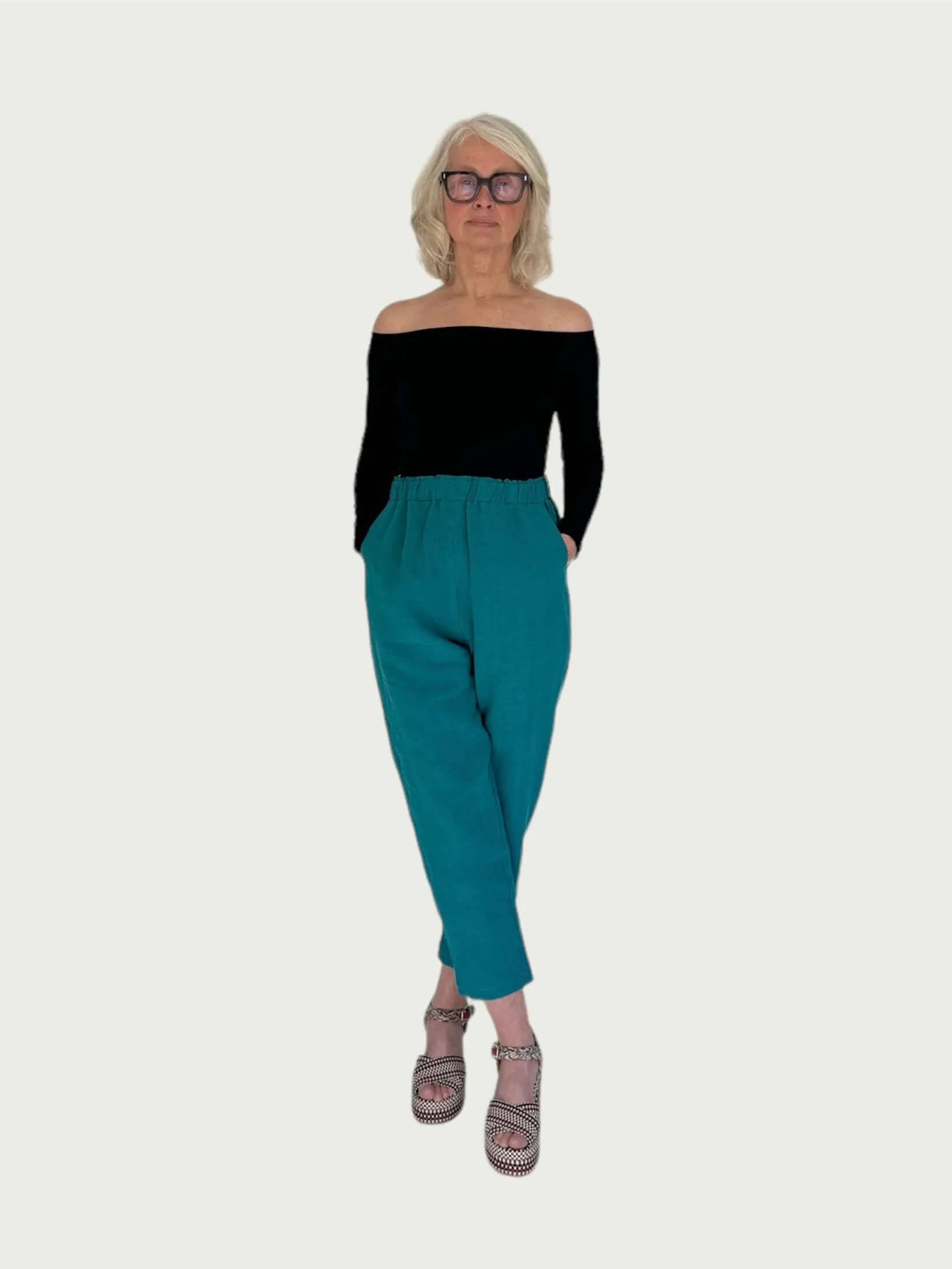 Technical Off-Shoulder Top in Black