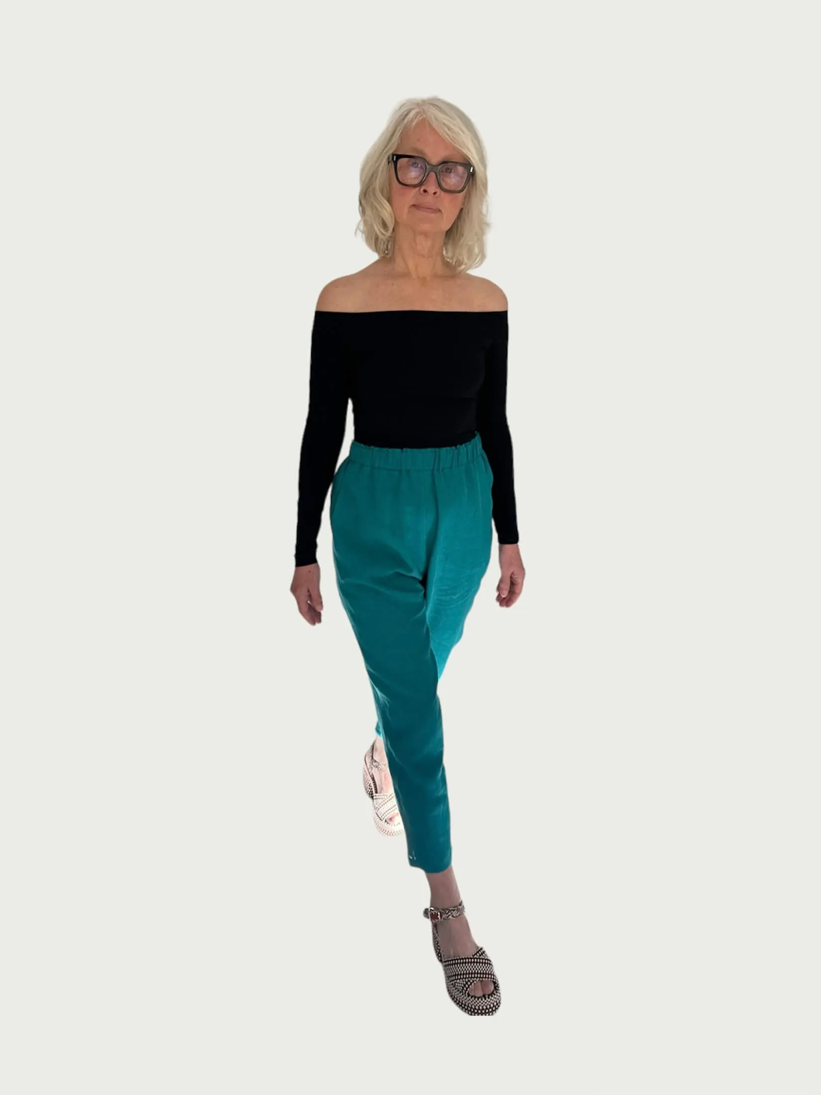 Technical Off-Shoulder Top in Black