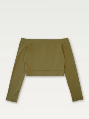 Technical Off-Shoulder Top in Chartreuse