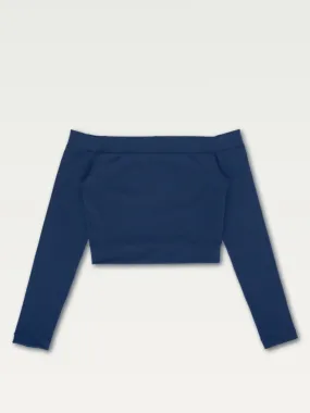 Technical Off-Shoulder Top in Deep Navy