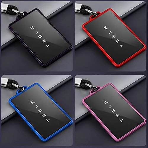 TPU Key Card Holder Case Compatible with Tesla Model 3, Key Protector Cover Accessories Including Key Chain, Red