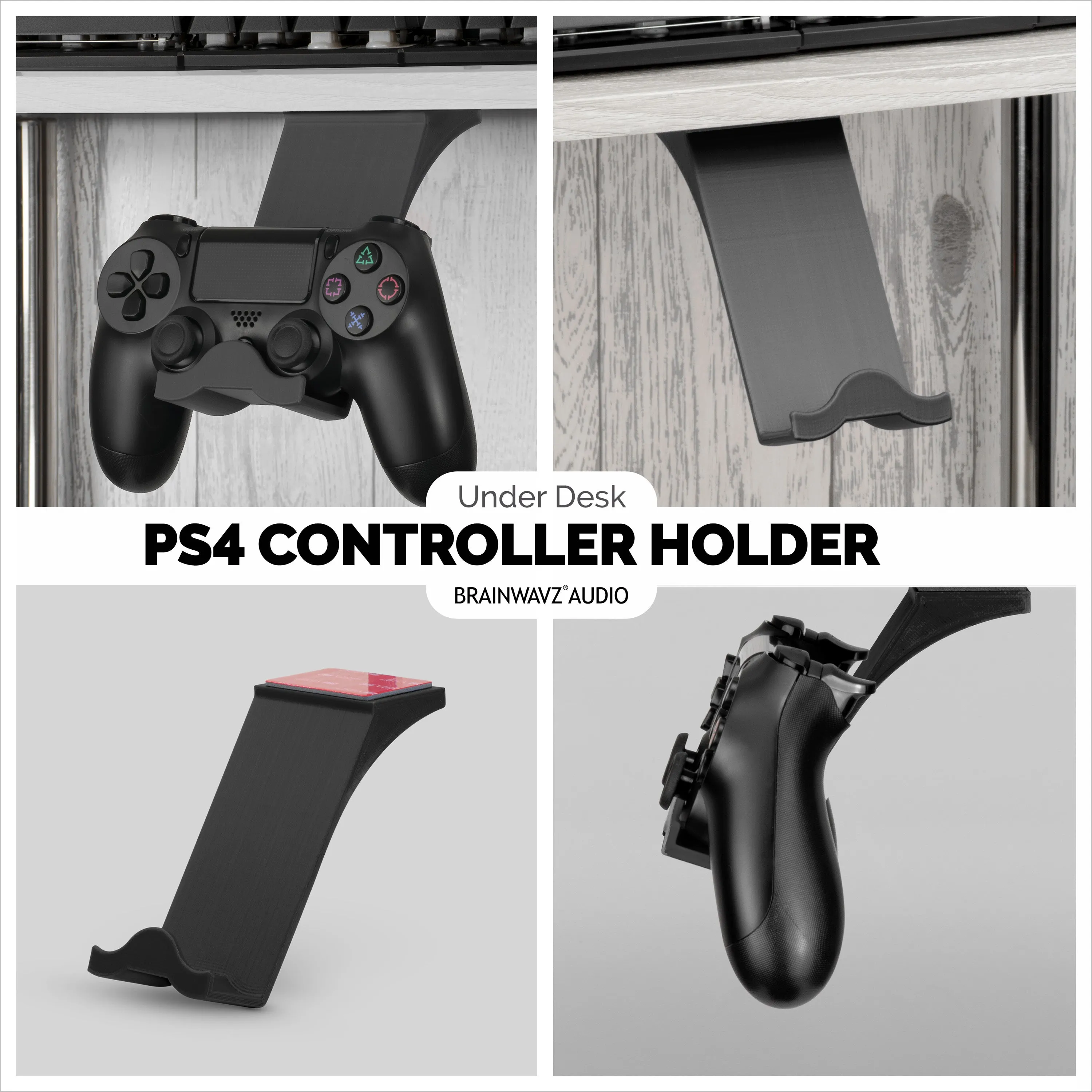 Under Desk Game Controller Holder Hanger - For PlayStation PS4 Controllers