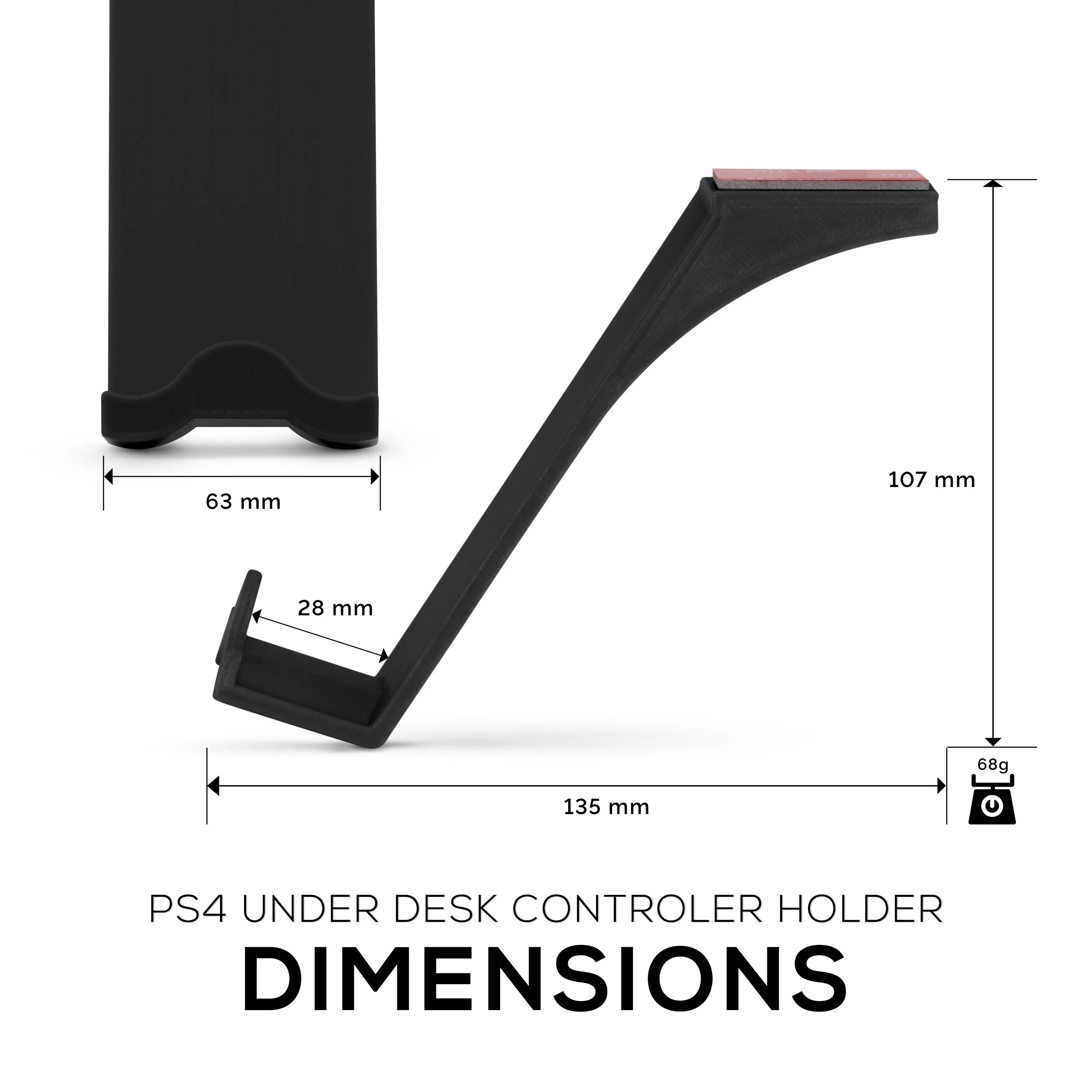 Under Desk Game Controller Holder Hanger - For PlayStation PS4 Controllers