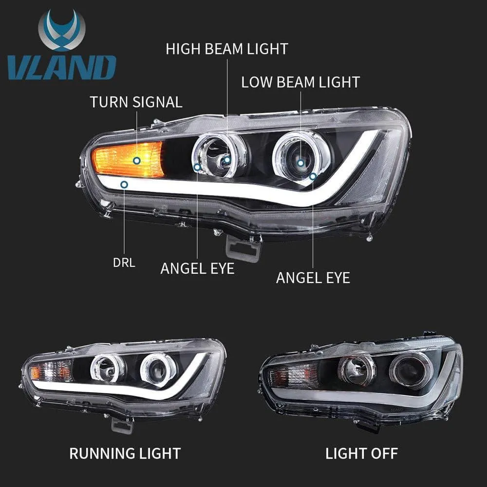 VLAND Dual Beam Headlights For Mitsubishi Lancer EVO X 2008-2018
