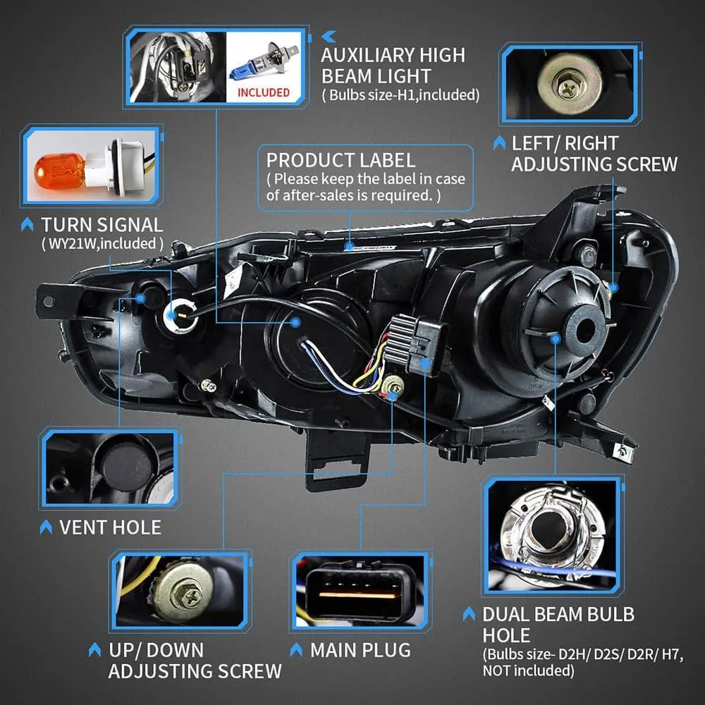VLAND Dual Beam Headlights For Mitsubishi Lancer EVO X 2008-2018