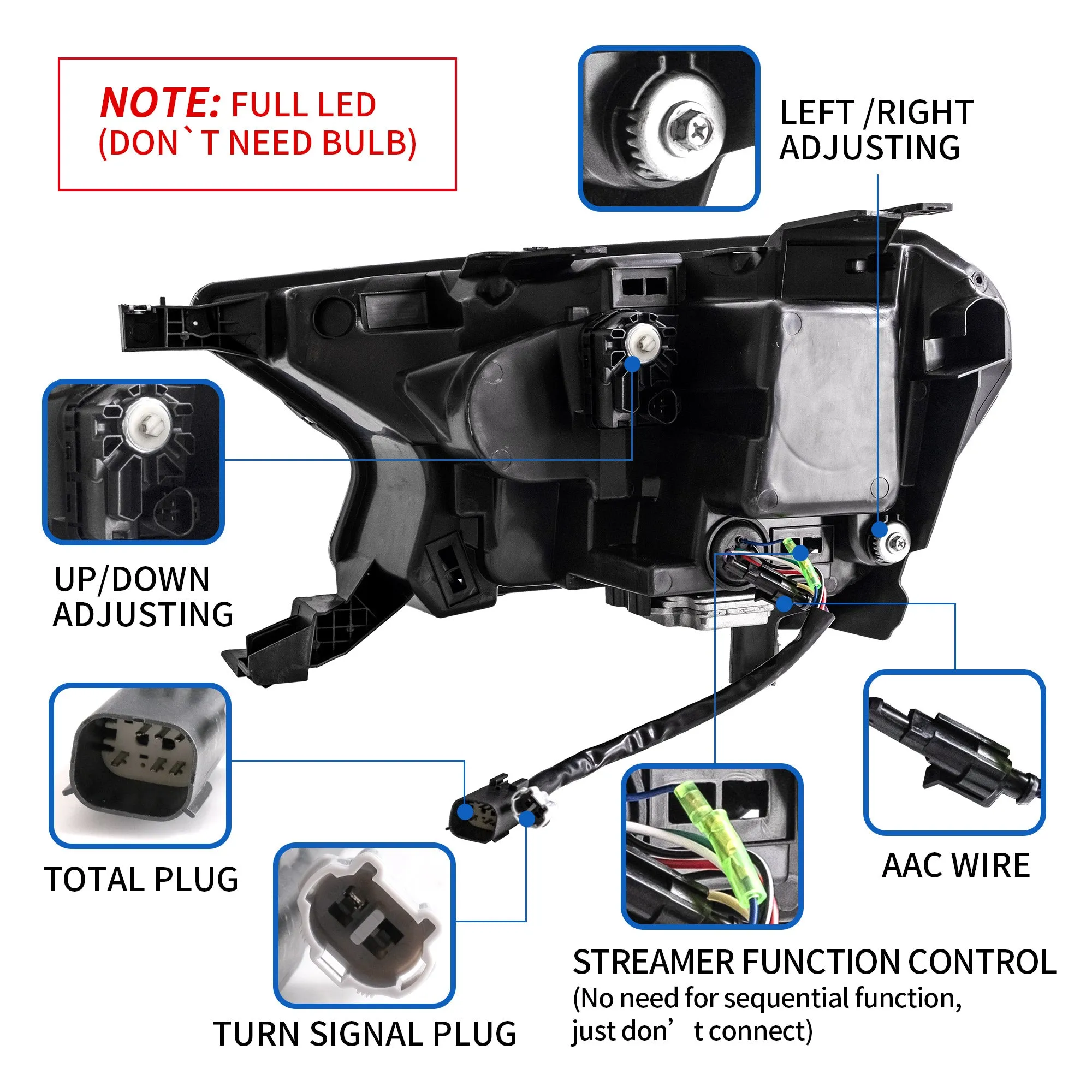 VLAND Full LED Headlights For Ford Ranger T6 Raptor & Wildtrak 2015-2020 (For International Version)