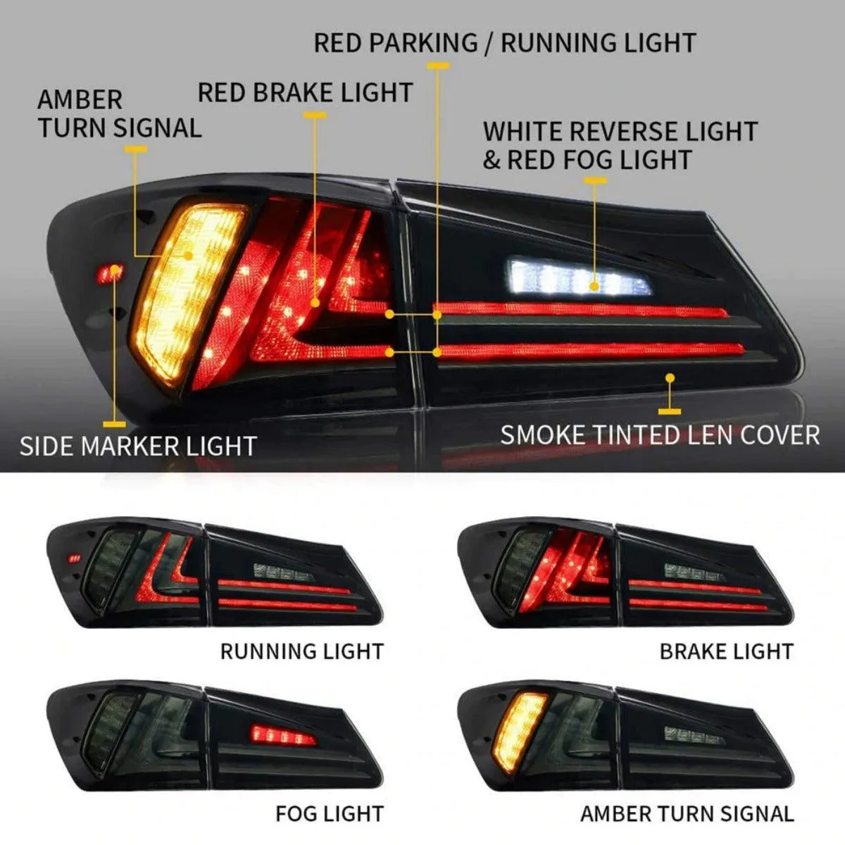 VLAND Full LED Tail Lights For Lexus IS250 IS350 2005-2013 ISF 2007-2014 [XE20]