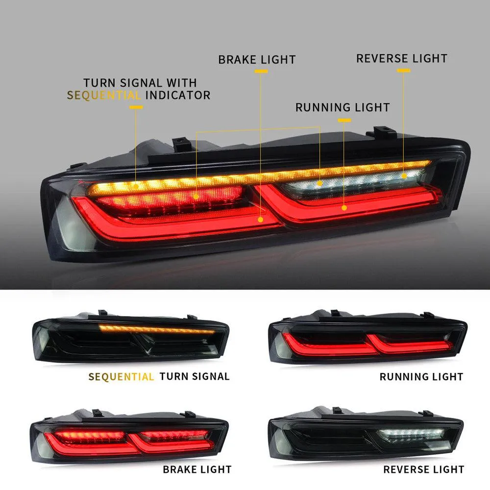VLAND LED Taillights For Chevrolet Chevy Camaro 2016 2017 2018 with Sequential Switchback Turn Signal (Fit For American Models)