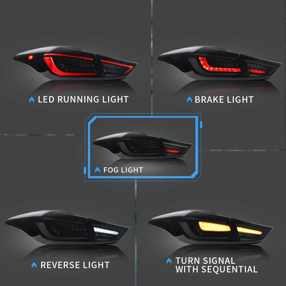 VLAND Tail Lights For Hyundai Elantra (Avante MD) 2011-2016