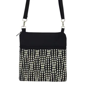 Wavy Dots in Black | Black Nylon | Mini Square Crossbody Bag