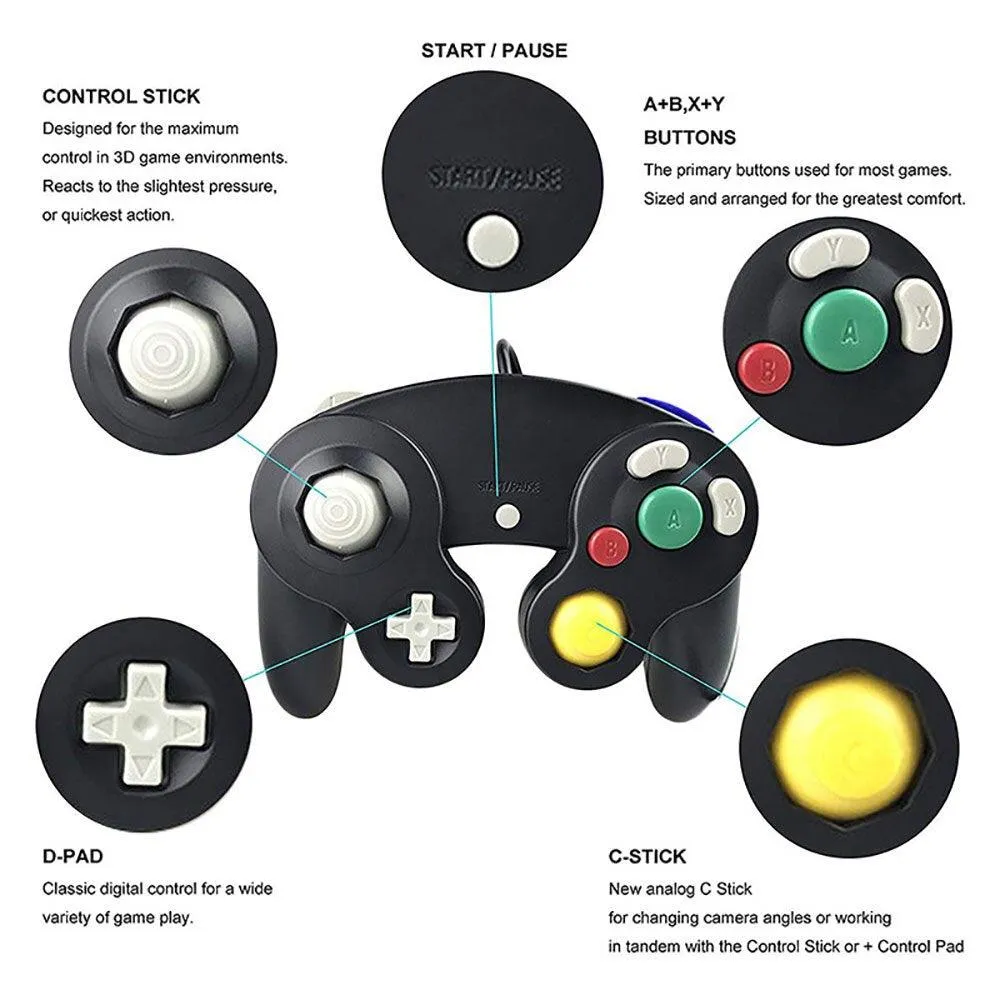 Wired Gamepad suitable for Nintendo Gamecube and Wii consoles
