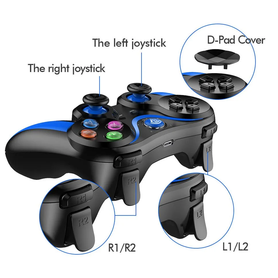 Bluetooth Wireless Gamepad Controller Joystick for Android, iOS, PC, and PS3 - Model VA-013