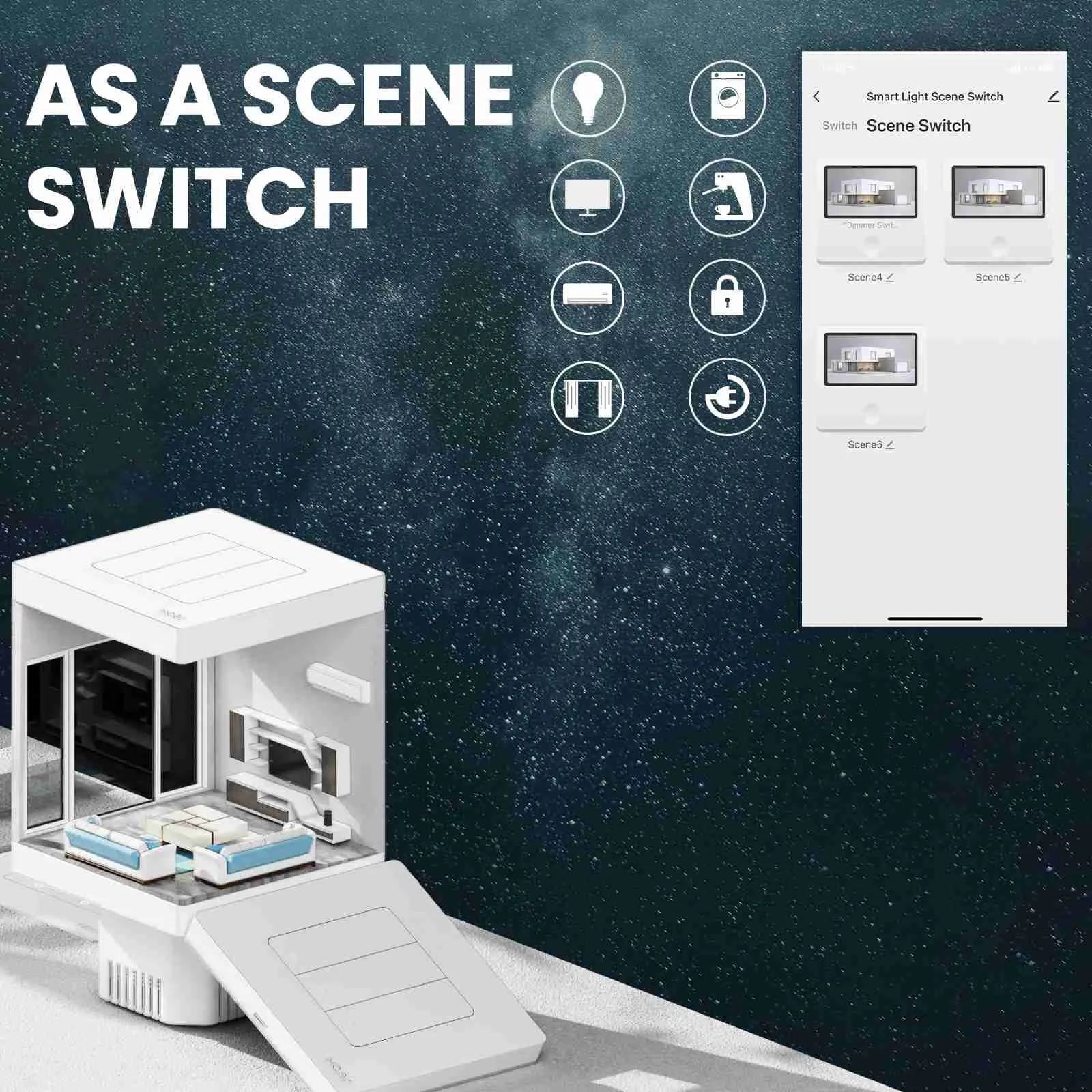 ZigBee Star Ring Smart Light Switch & Scene Controller, Neutral Wire Required, 2 Switches Association