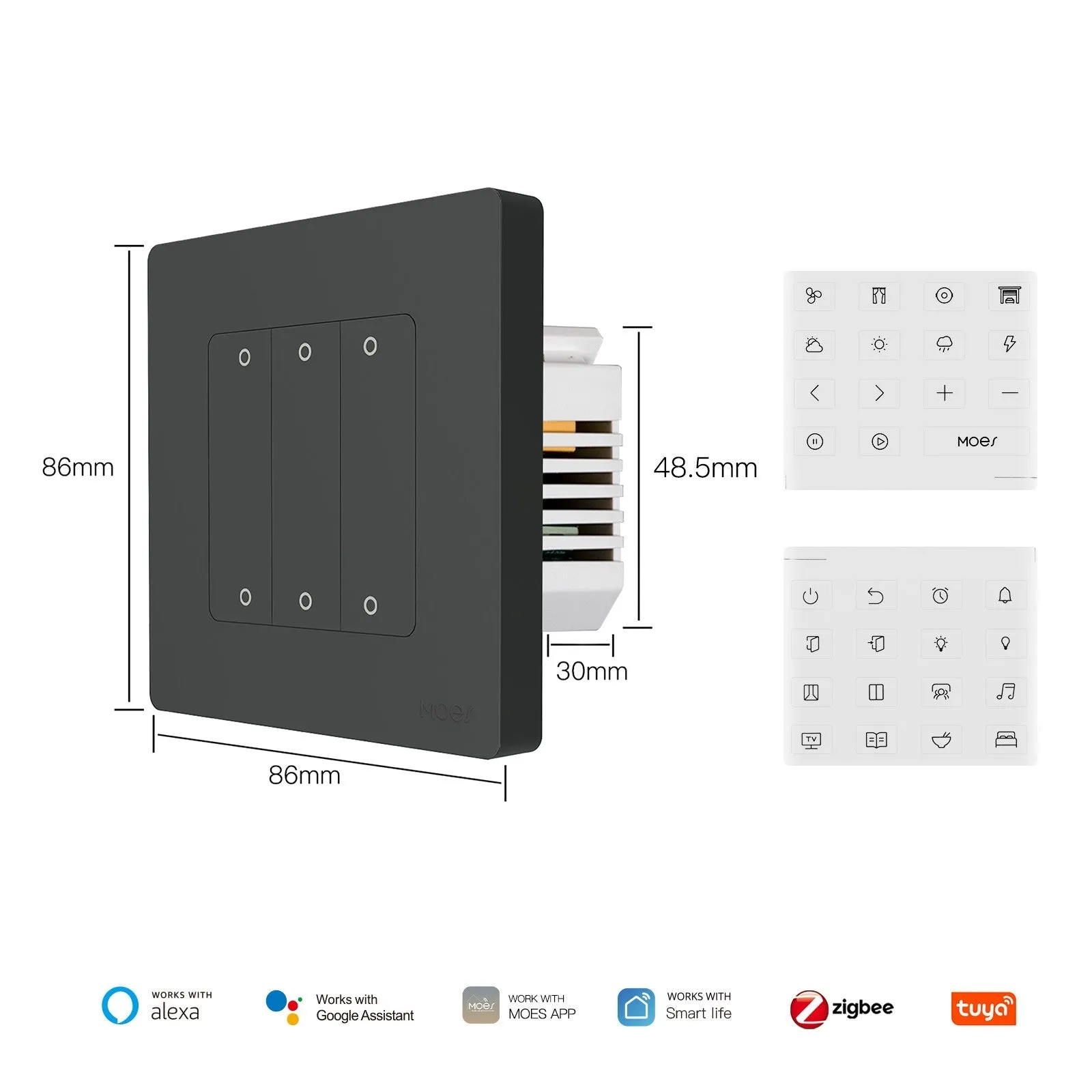 ZigBee Star Ring Smart Light Switch & Scene Controller, Neutral Wire Required, 2 Switches Association